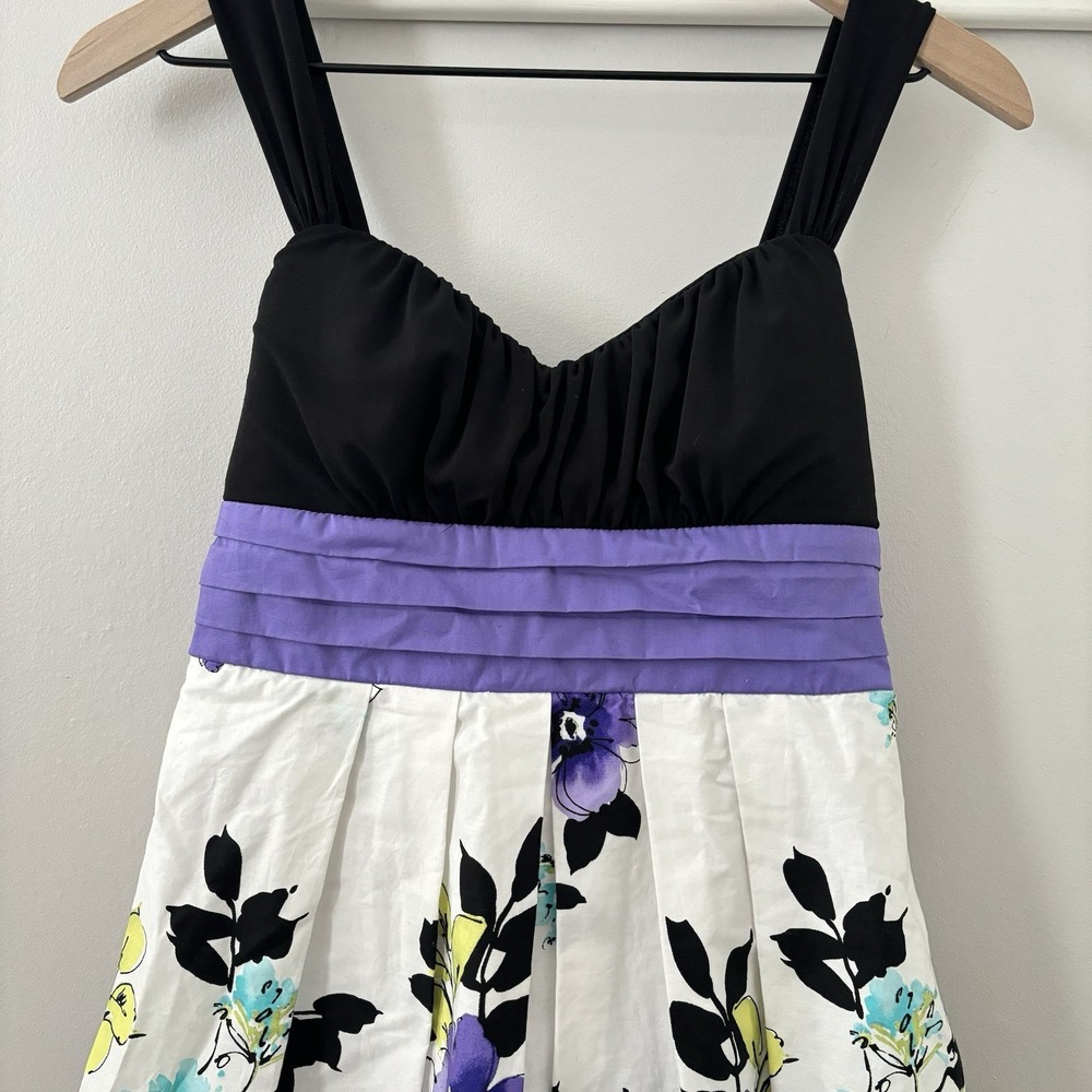 Y2K A Beyer Babydoll Dress 7 Black Purple Fit Flare Tie Back Whimsy Retro Fairy - Picture 2 of 7
